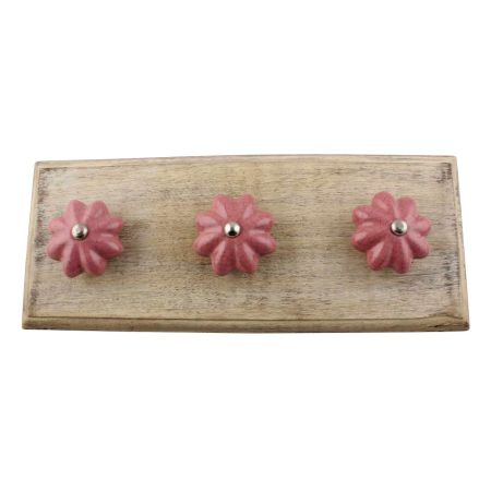 Lavender Crackle Ceramic Melon Wooden Hook